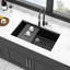 Évier encastrable 33 x 19 po en composite de quartz noir - haut avec succes inclus