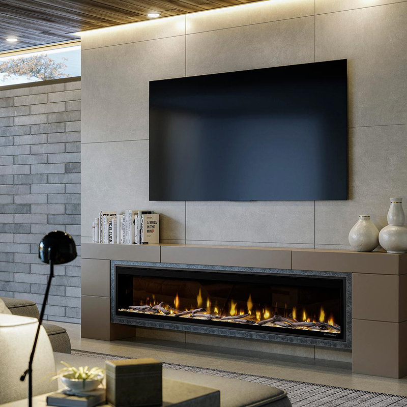 Evolve Black Electric Fireplace with 8530 BTU, 16.49" H x 75.41'' W x 5.79" D