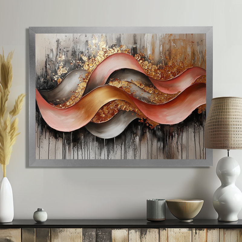 Offord - Abstract Wall Art, Reproduction encadrée d'une seule photo, Argent argent, H 30 po x l 40 po
