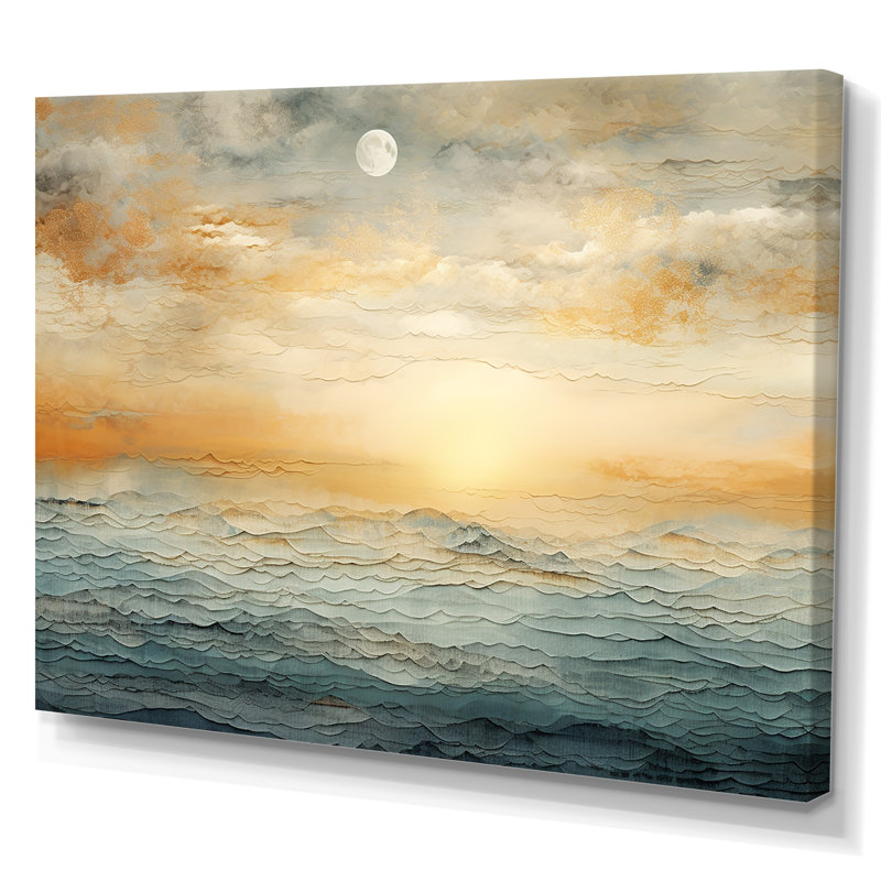 Impression sur toile, impression de tempête côtière minimalisme, H 30 po x l 40 po x P 1,5 po, Toile tendue