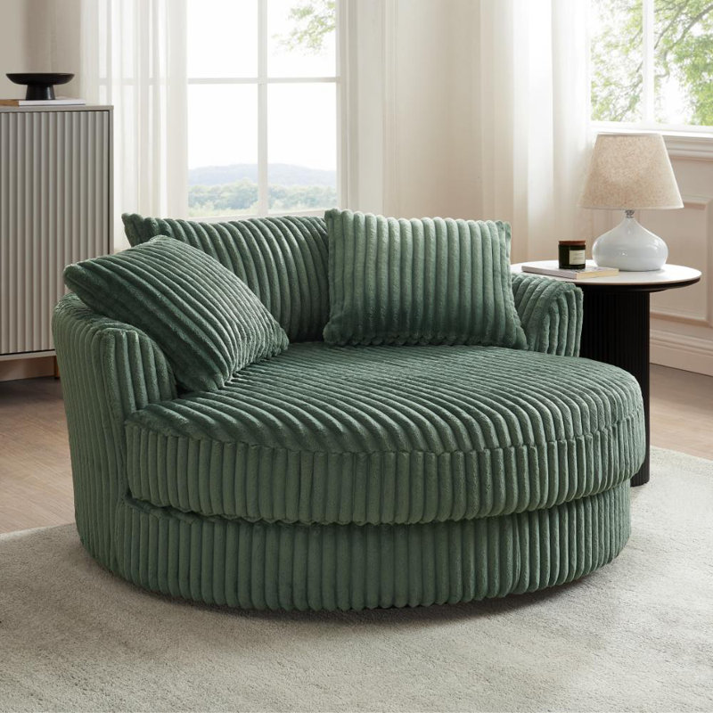 Skyler Upholstered Swivel Armchair, Green