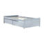 Lit simple, 2 tiroirs, surface de sommeil confortable en bois d'hévéa gris, compartiments de tiroir spacieux gris uni et support facile à installer-1410840341