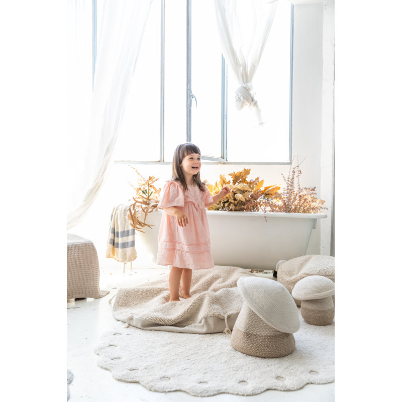Washable Oval Rug Pine Cone Ivory