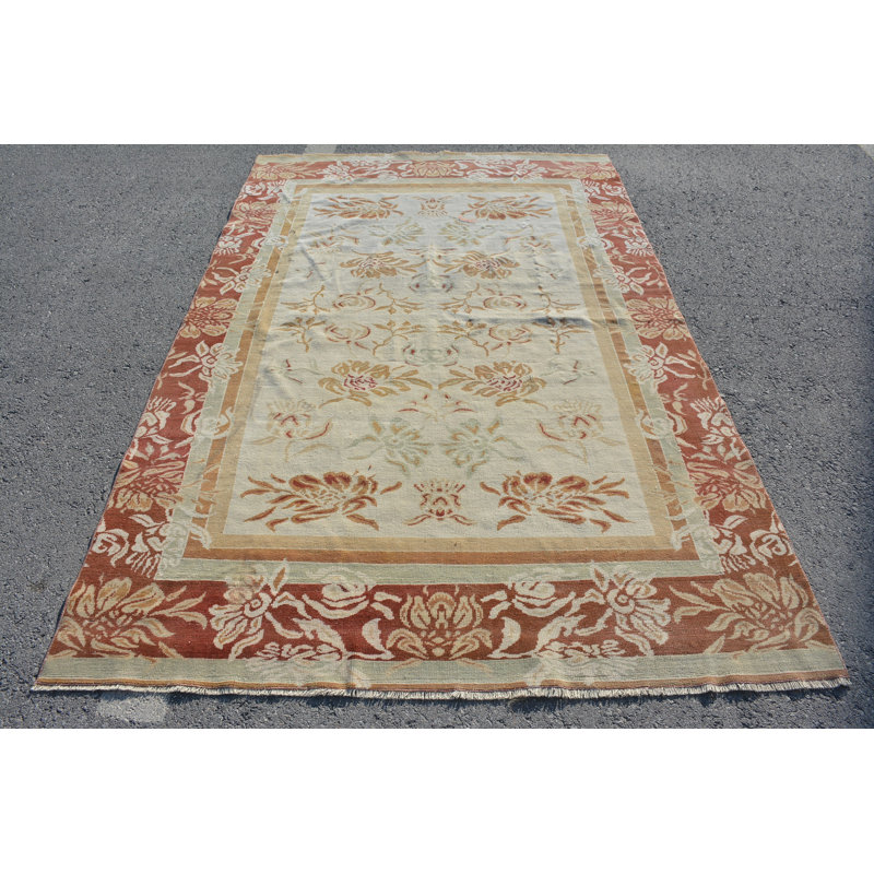 Tapis turcs, tapis rétro, tapis Oushak, grands tapis de 5,2 x 7,9 pieds, tapis de luxe, tapis oriental rose