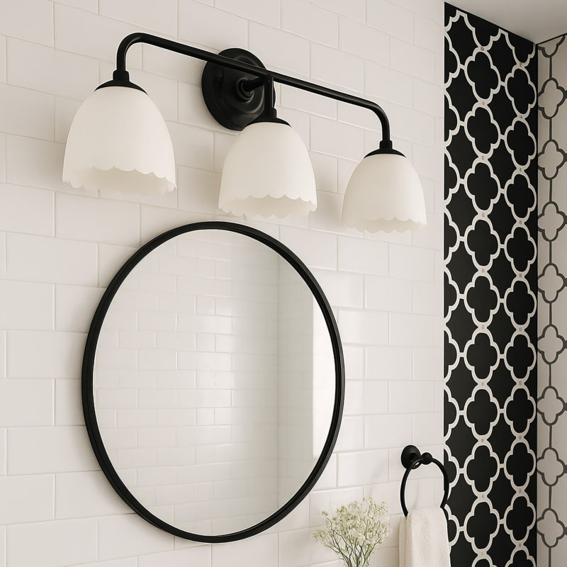 Lucht 3-Light Vanity Light with Opal Glass, Matte Black