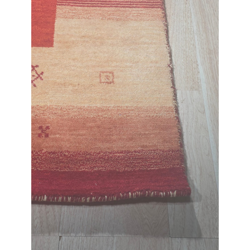 Handloomed Red Gabbeh Tribal Wool Area Rug, 5' x 8'