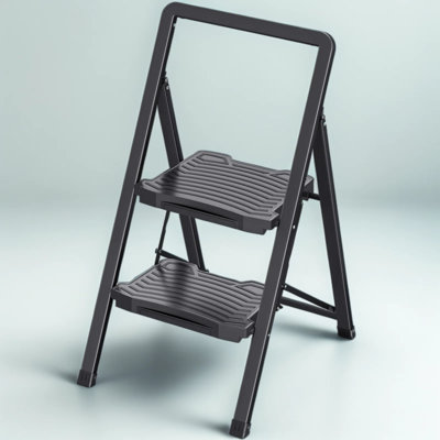 Heavy Duty Folding Step Ladder With Handrails, 800 Lbs Capacity, Wide Anti-Slip Pedals, Space-Saving Design For Home, Office, Kitchen, And Garage Use