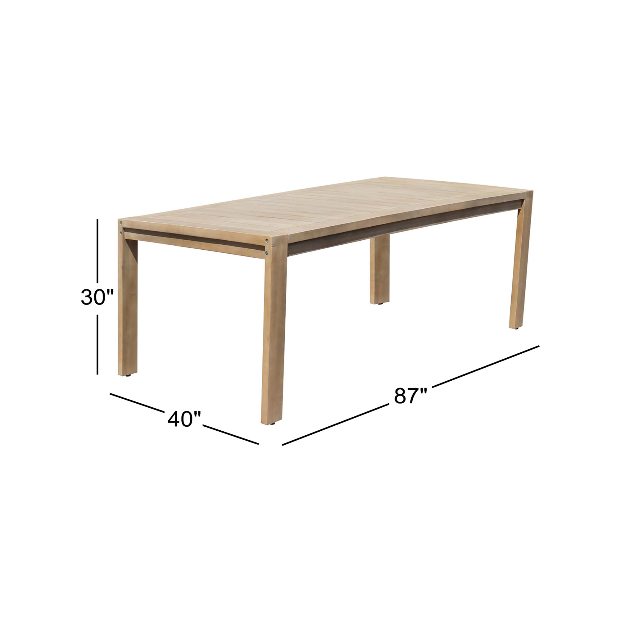 Joly Outdoor Dining Table, Teak, 30" H x 87" W x 40" D