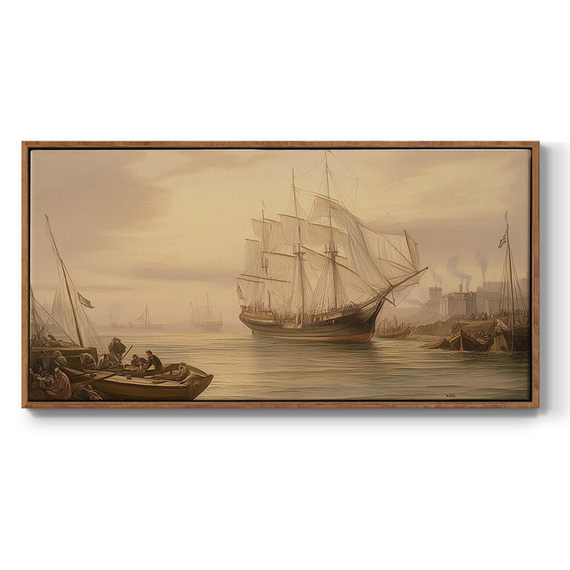 Série nautique-CLXII- Toile tendue avec châssis tendue, prête à être accrochée, H 21 po x l 41 po, Noyer