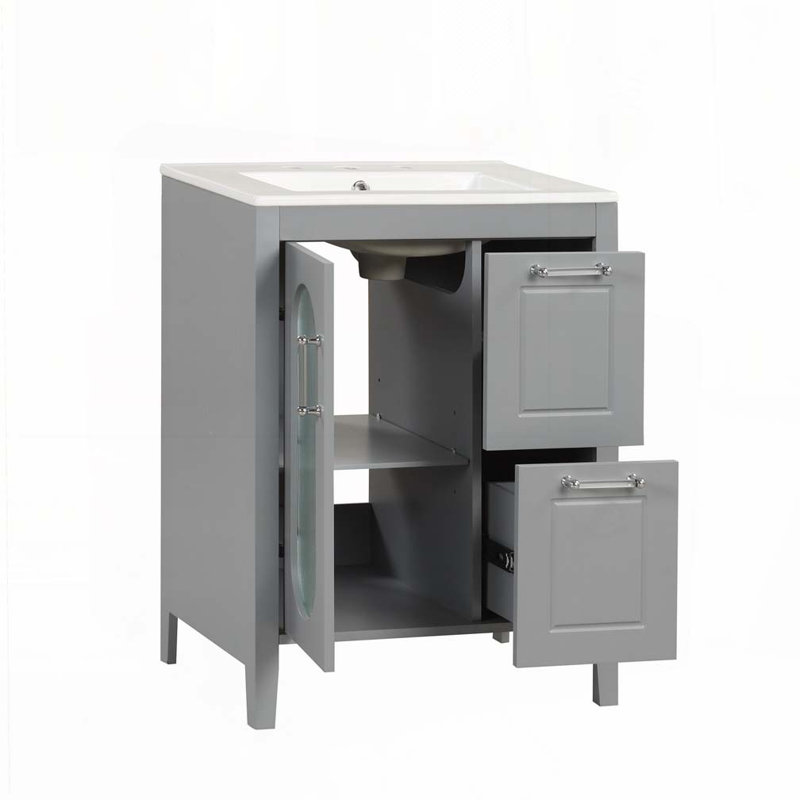 Meuble-lavabo 24 po avec lavabo, Gris