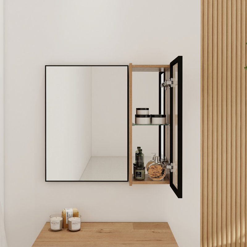 Armoire de salle de bain avec miroir mural et porte en acrylique