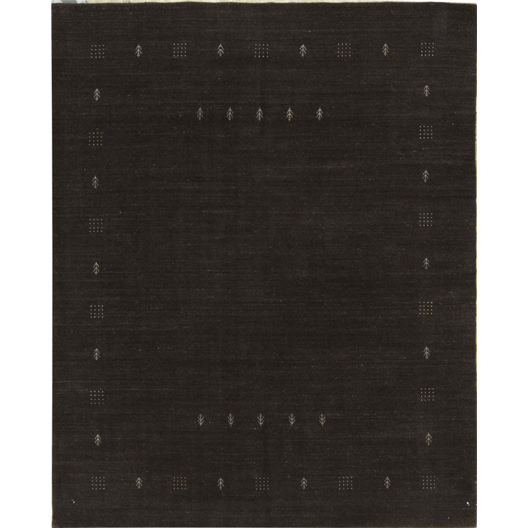 Wool Area Rug in Dark Brown/Ivory