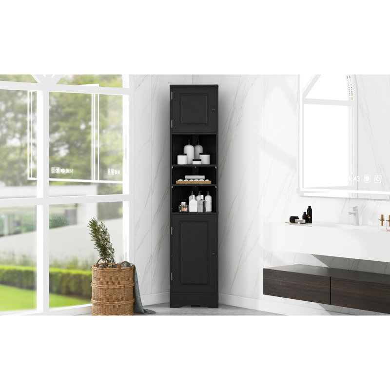 Armoire de salle de bain Space avec tablettes réglables - couleur noire et espace de rangement