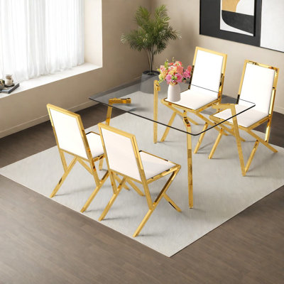 Dining Table Sets(must Include Both Table And Chair) Glass Metal Modern