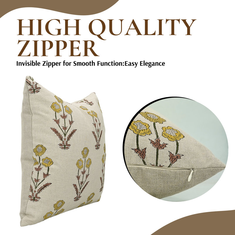 Coussin décoratif pour canapé et lit en tissu fabriqué à la main Fab Divine Amitabh - 20 x 20, H 20 po x l 20 po