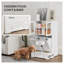 Armoire blanche en bois pour animaux avec bols surélevés et rangement