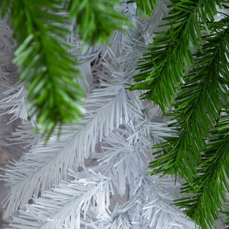 7ft Green and White Santa's Hat Christmas Tree with Warm LED Lights