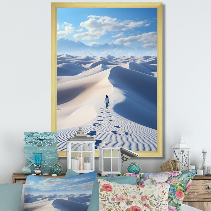 Snow Desert Winters Solitude - impression, H 32 po x l 16 po x P 1 po, Encadrement doré