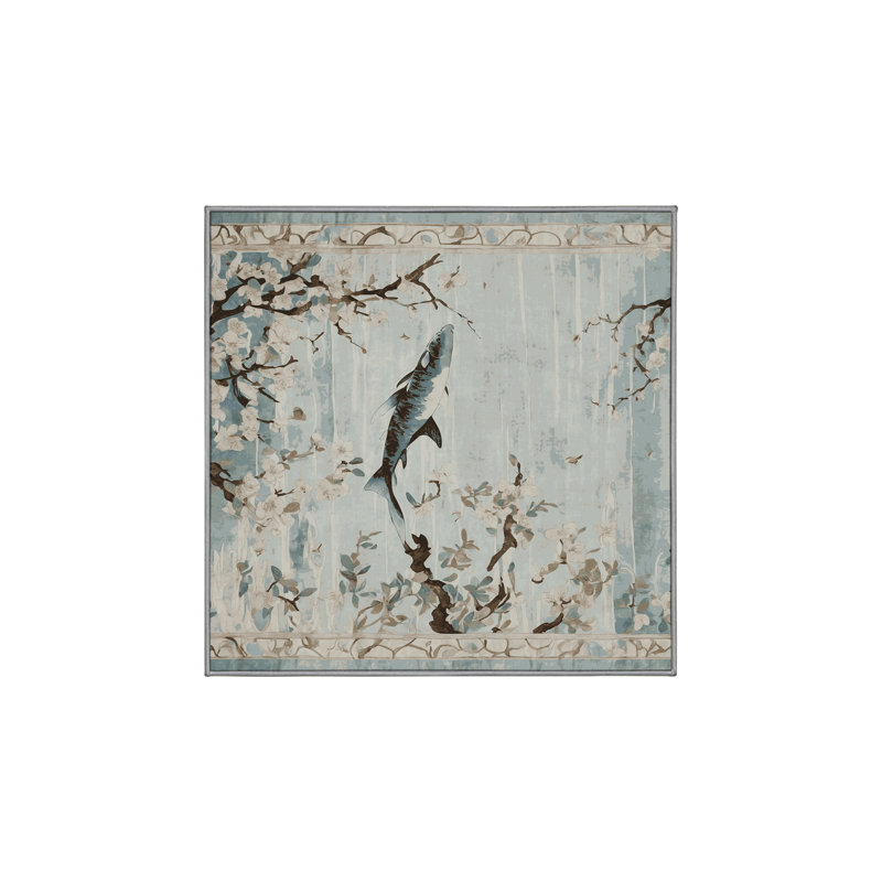 Machine Washable Gray Area Rug, Square 3'