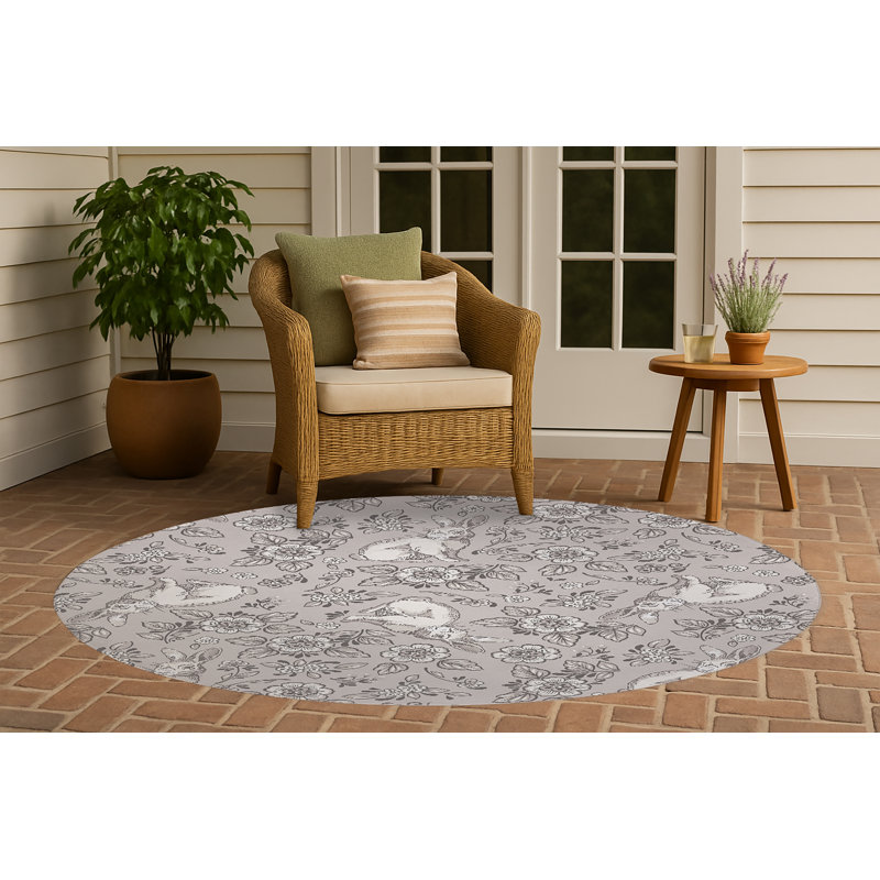 Tapis d'extérieur Bunny, Naturel, Rond 5 pi