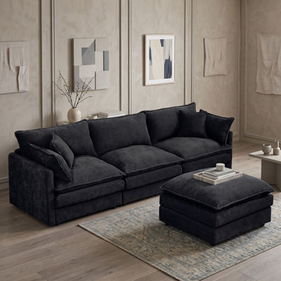 Canapé modulaire d'angle modulaire à trois places avec repose-pieds mobile
