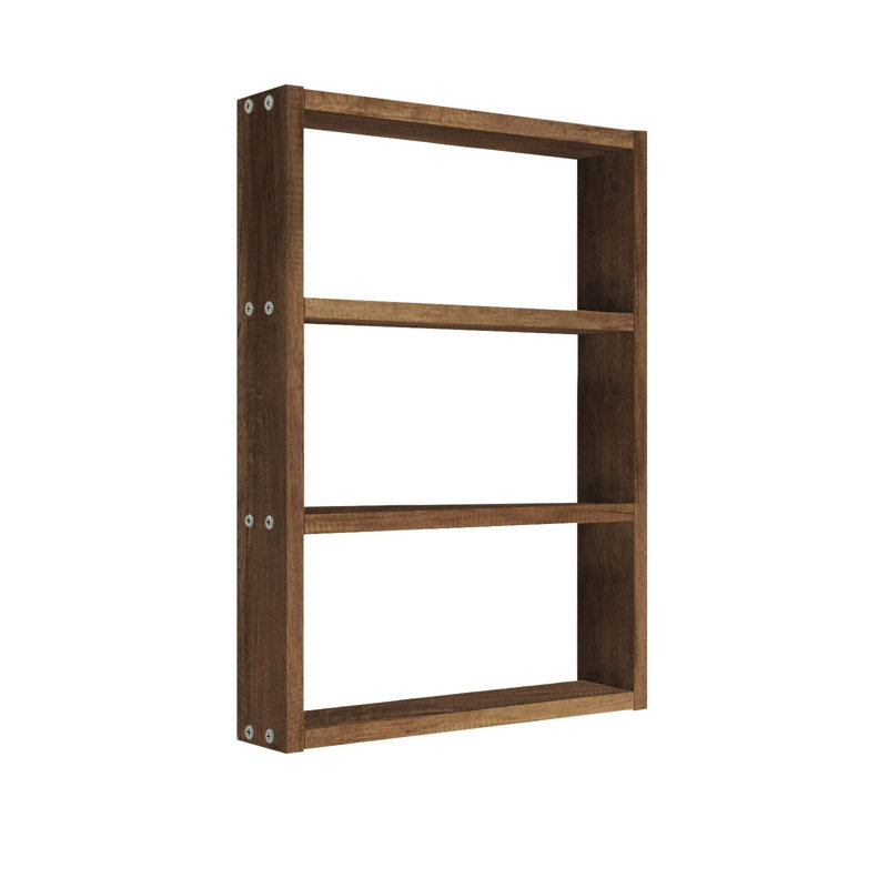 Stylish Wall Shelf, Walnut Color, 17.0 x 23.6 x 3.5 inches | 100% Melamine Coated Particle Board, Thickness: 0.7 inches | Modern Design with Multiple Shelves for Home or Office, Elegant and Functional Storage Solution