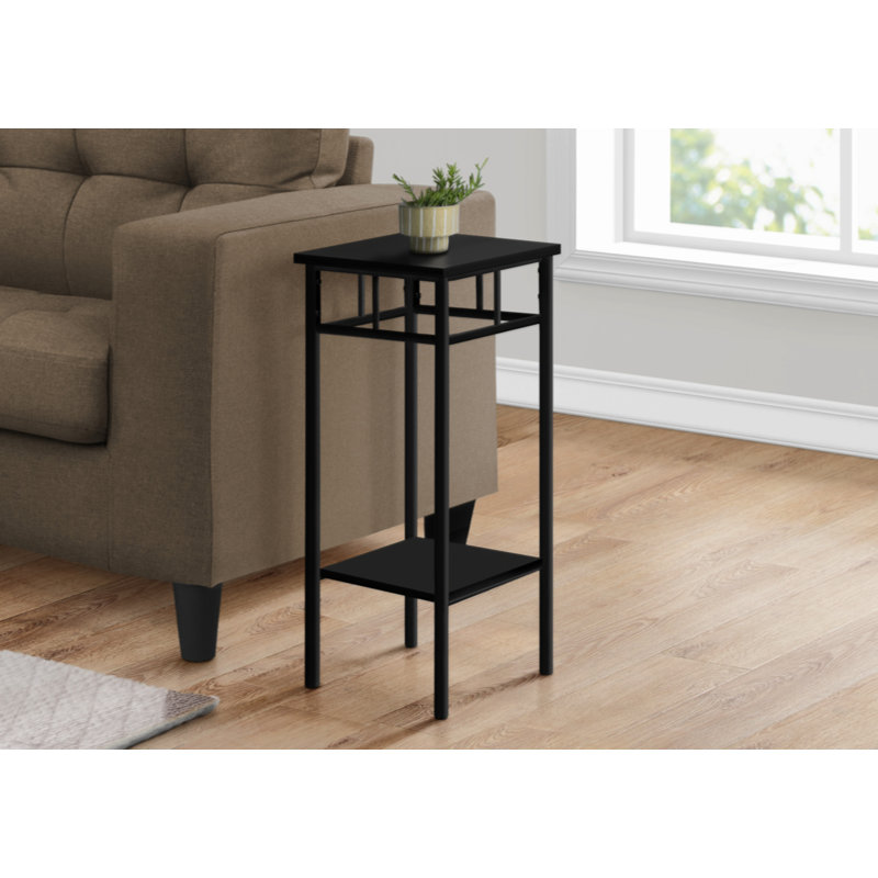 Table d'appoint, côté, bout, support à plante, carré, salon, métal stratifié, contemporain, moderne, Noir, noir, noir, noir