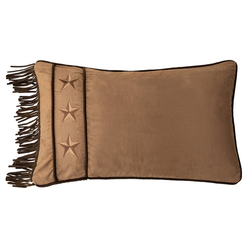 Laredo Faux Leather Emnbroidered Star Pattern Western Comforter Set, Twin Comforter + 4 Additional Pieces, Brown