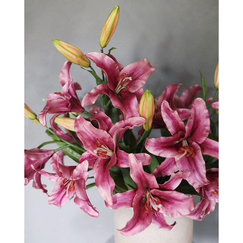 White Stargazer Lily 29", Purple, 37.5" H x 12" W