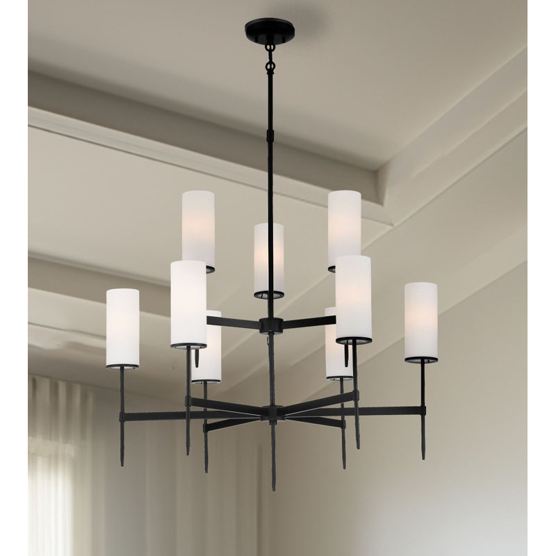 Hokku Designs Agaba Coal With Etched White Chandelier