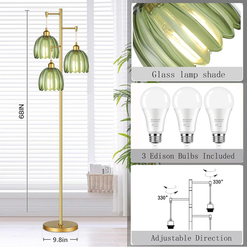 Boho Tree Floor Lamp 3 Lights Bulbs Included