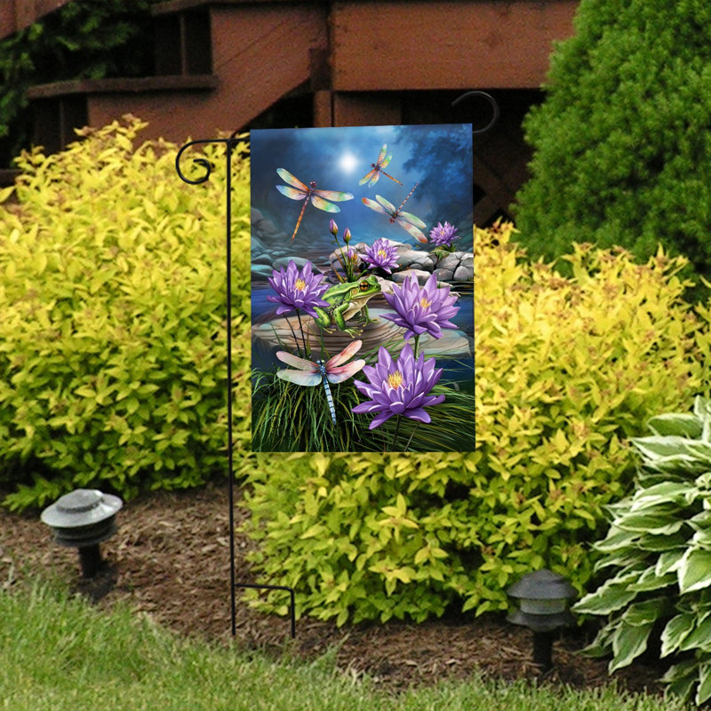 Drapeau de jardin libellules et grenouilles