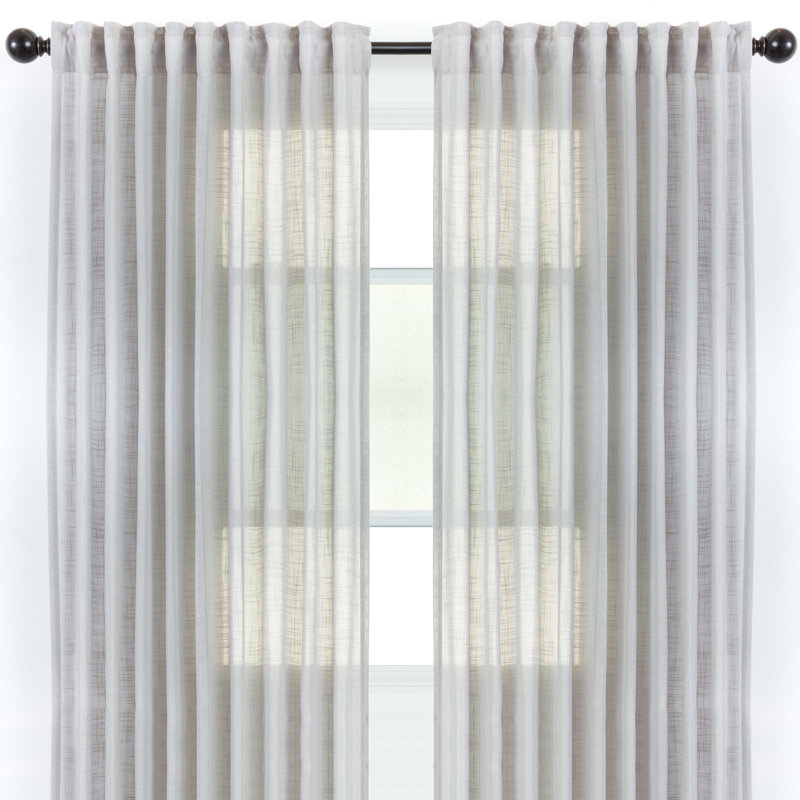 Paire de rideaux semi-transparents avec passe-tringle Misenheimer, 52 po x 96 po, Argent
