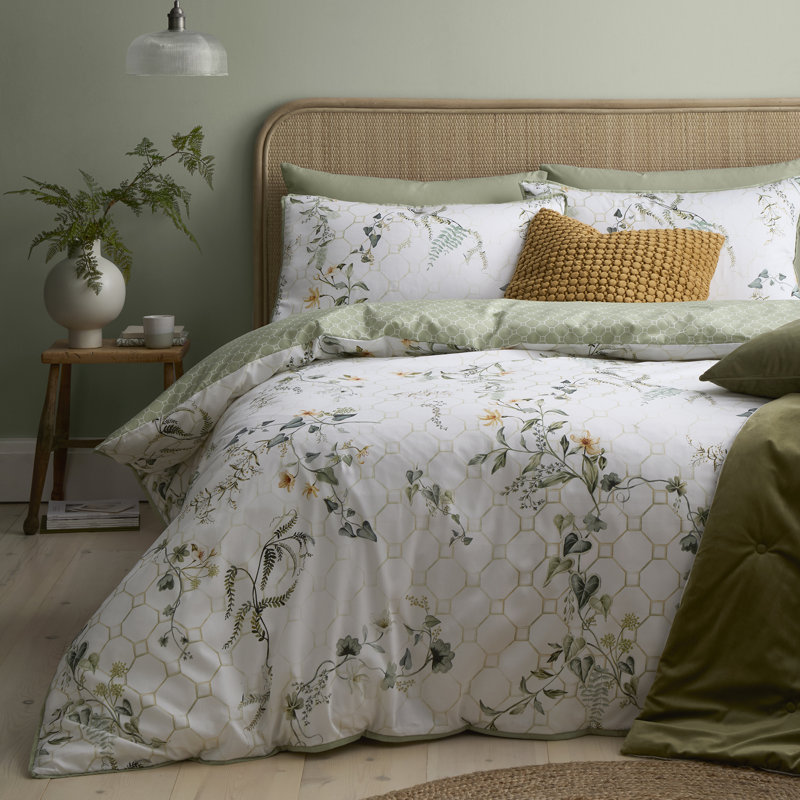 Floral Trellis Cotton Floral Duvet Cover Set, King Size Bed (230 x 220 cm)
