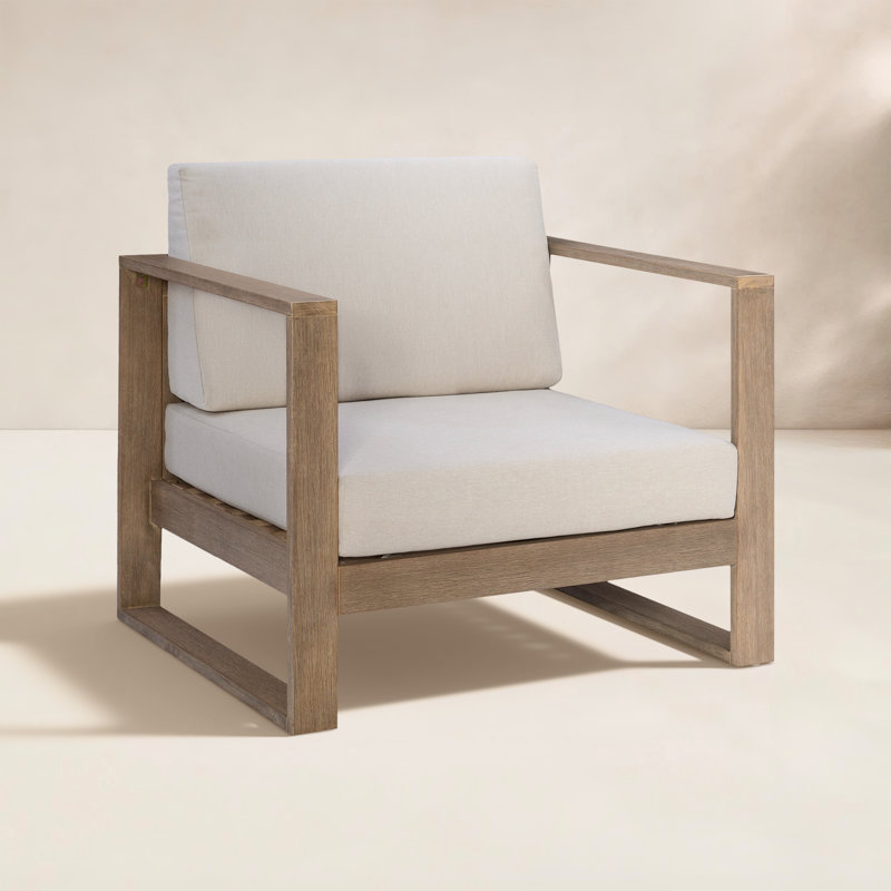  Cove Outdoor Eucalyptus Single Chair with Cushions
