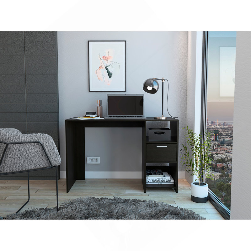 Bureau d'ordinateur, un tiroir, deux tablettes