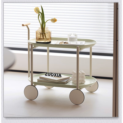 Chariot de rangement de style nordique avec tablettes doubles, écologique et durable pour l'organisation de la cuisine et du salon