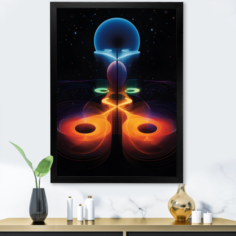 «Full Moon Symmetry Futures Abstract Landscape I - Minimalisme», décoration murale, H 32 po x l 16 po x P 1 po