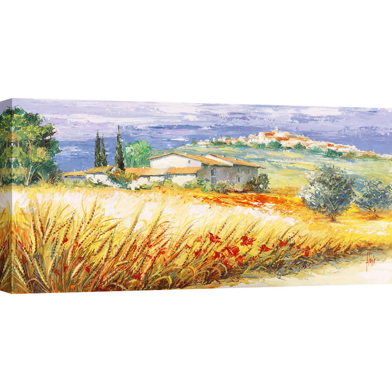 House On The Hill by Luigi Florio - Wrapped Canvas Painting, 60cm H x 120cm W x 4cm D