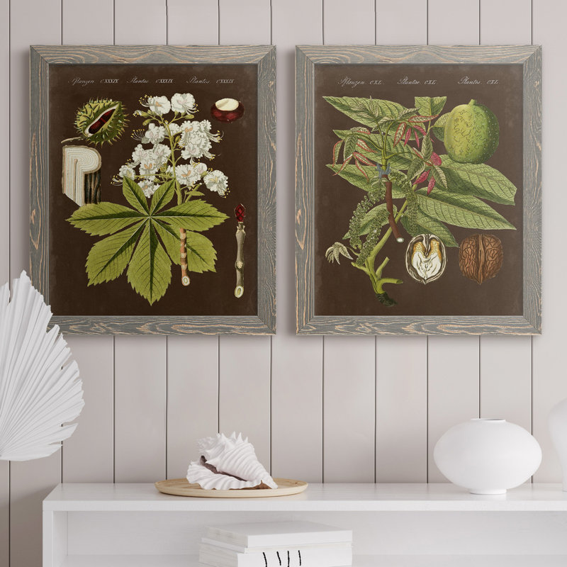 Châtaignier sur suède - ensemble de 2 reproductions d'art graphique, H 24 po x l 36 po x P 1,5 po, Toile avec cadre gris