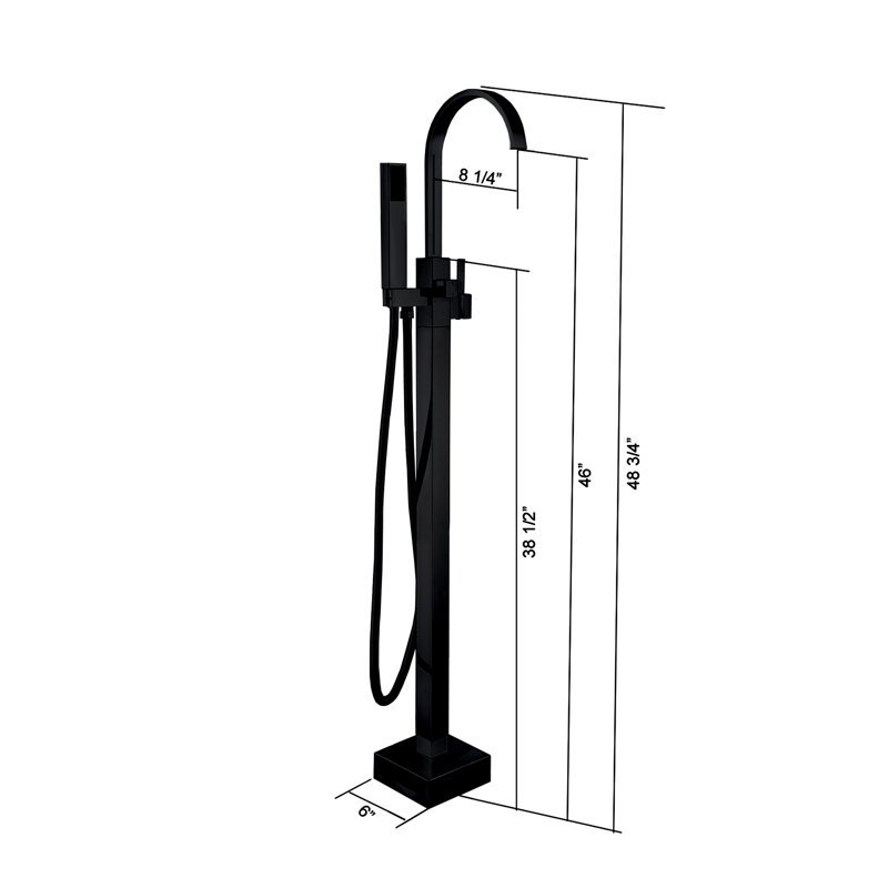Robinet de baignoire autoportant avec douche à main, Matte Black