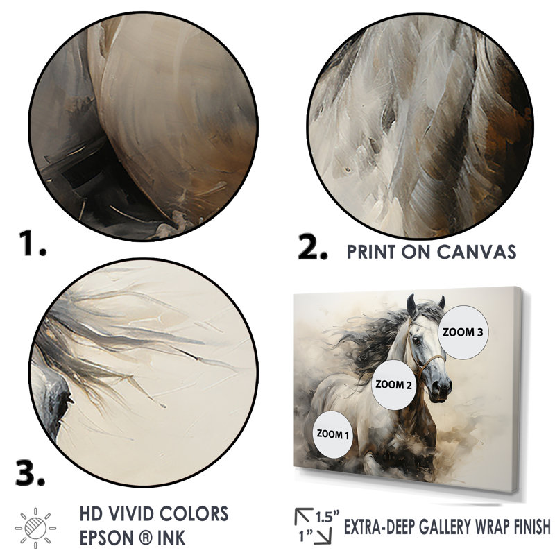 Hooves in Harmony Horse I - cheval, art mural, Cadre doré simple, H 16 po x l 32 po x P 1 po