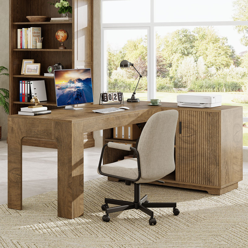 Bureau en L 59 po avec armoire de rangement