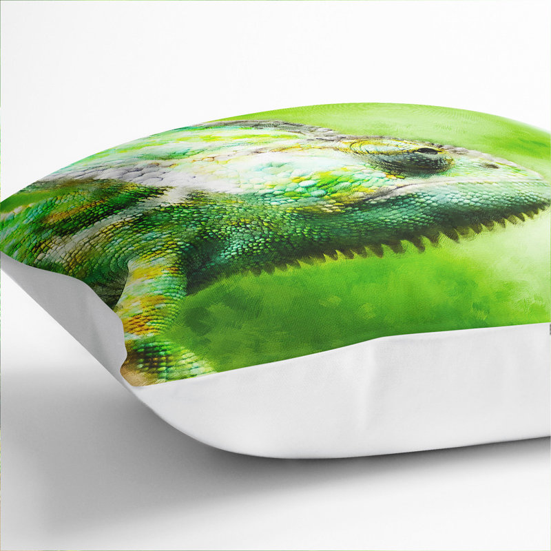 Chameleon Lizard Vol.1 Painting Square Throw Cushion, 55cm H x 55cm W x 20cm D, White