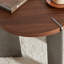 Table basse ronde moderne en bois de noyer et pieds en métal