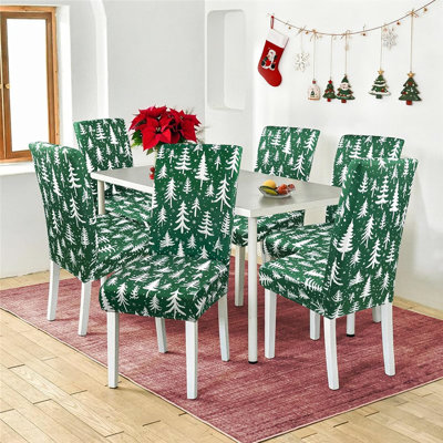 Housses de chaises de Noël - Arbre de Noël vert - ensemble de 6, extensible, amovible, lavable, décoration de salle à manger / maison / vacances