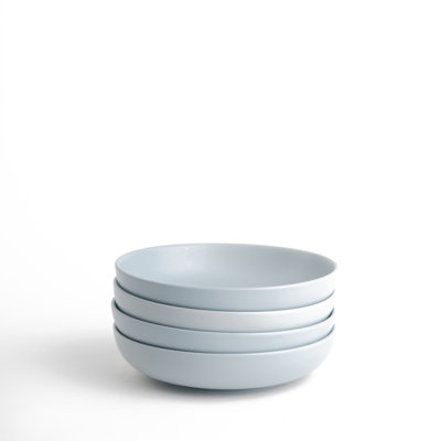 Service de vaisselle en céramique Latitude Run®, ensemble de 4, ensemble de vaisselle assiette profonde noire matte de 7,5 pouces, parfait pour la cuisine, le patio et les ensembles repas