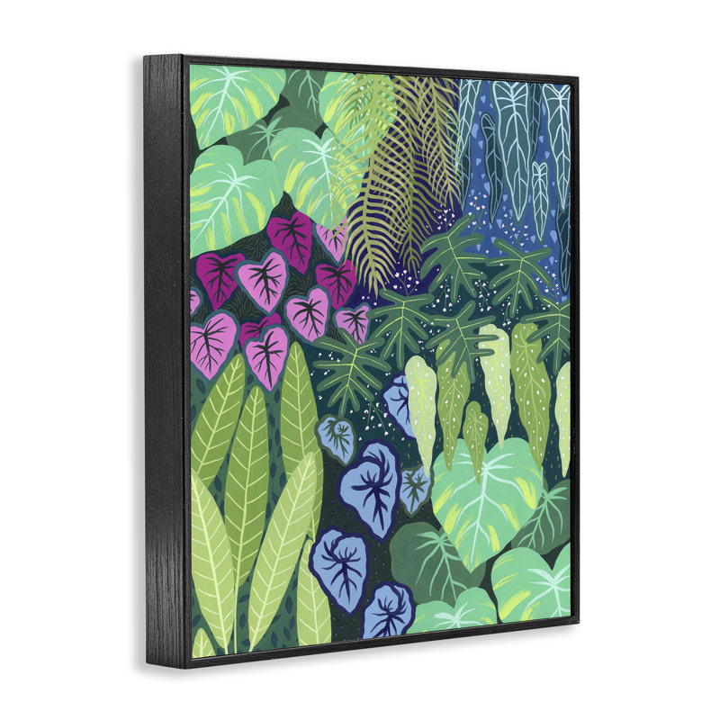 Giclée encadrée de la jungle tropicale, par Courtney Haley, H 14 po x l 11 po, Giclée encadrée noir minuit