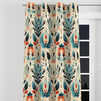 Aymon - Ikat Grommet Curtain - Velvet Room Darkening - 1 Panel