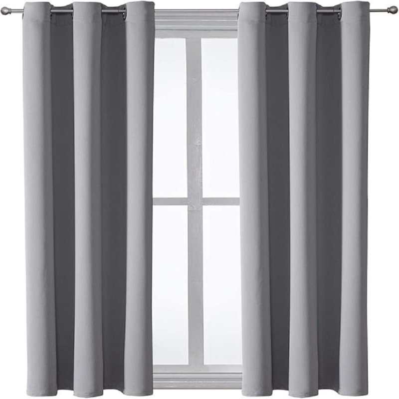 Siffre Pair Eyelet Blackout Window Curtains, 90cm Width x 274.32cm Drop, Silver